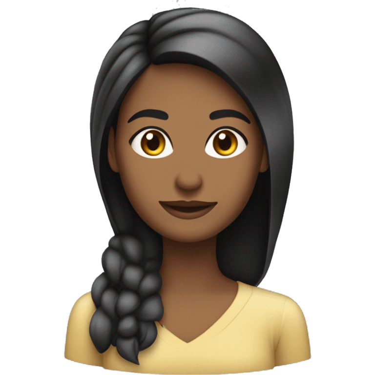 mulher morena com computador, cabelo liso preto médio emoji