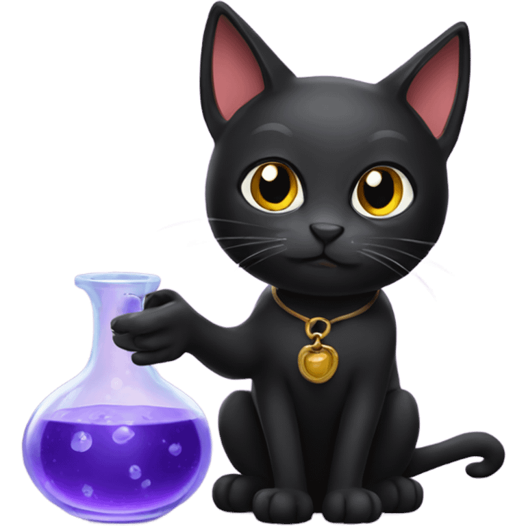 Black cat making a potion emoji