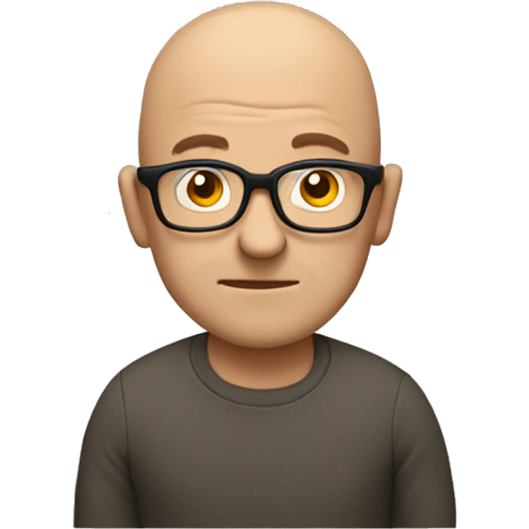 Middle aged bald guy with glasses shrugging shoulders  emoji