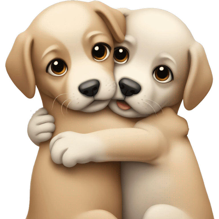 Two puppies hugging emoji