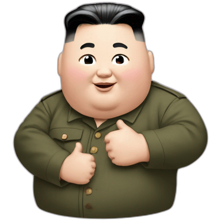 super fat Kim jong un wear Gucci shirt and thumbs up emoji