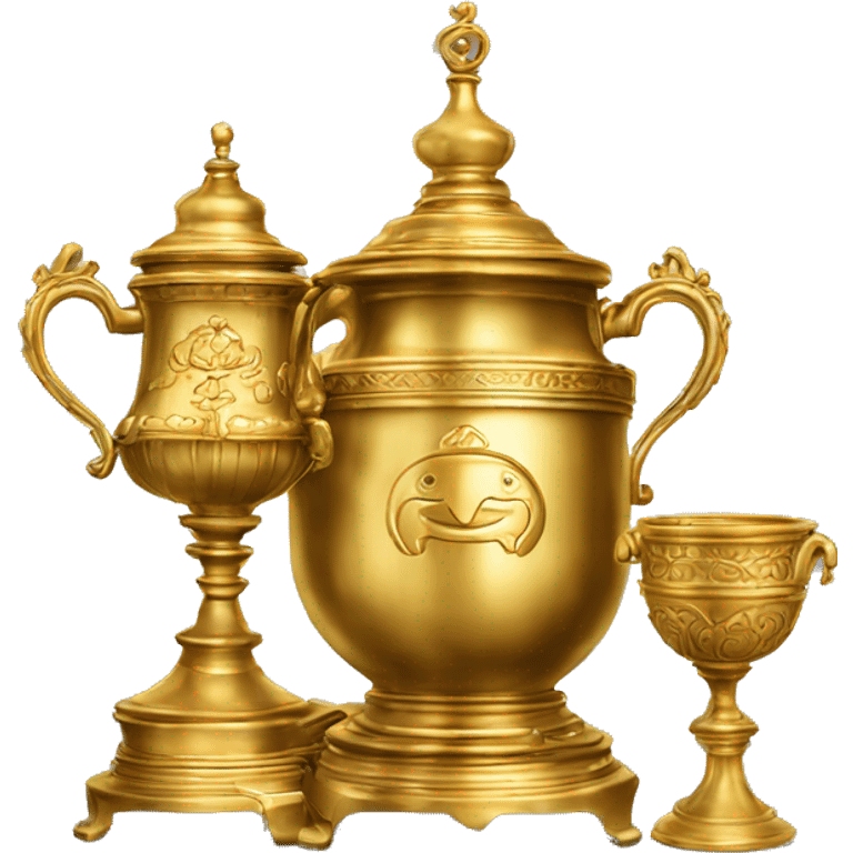 Golden royal samovar with bubliki beside  emoji