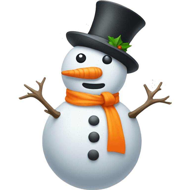 Snowman with a orange bow emoji