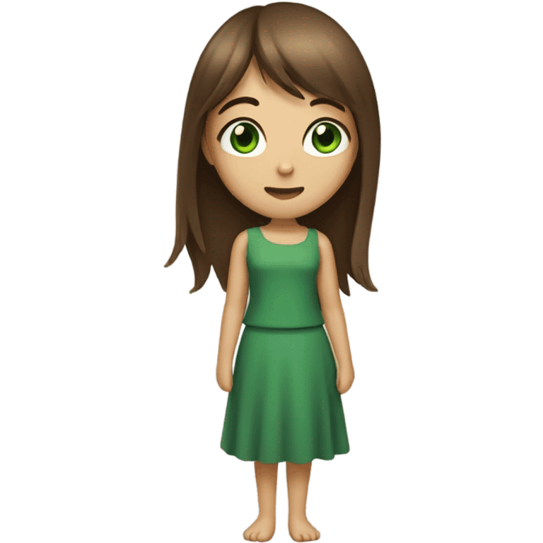 Woman Long brown hair with bangs and green Eyes - in a cute pose emoji