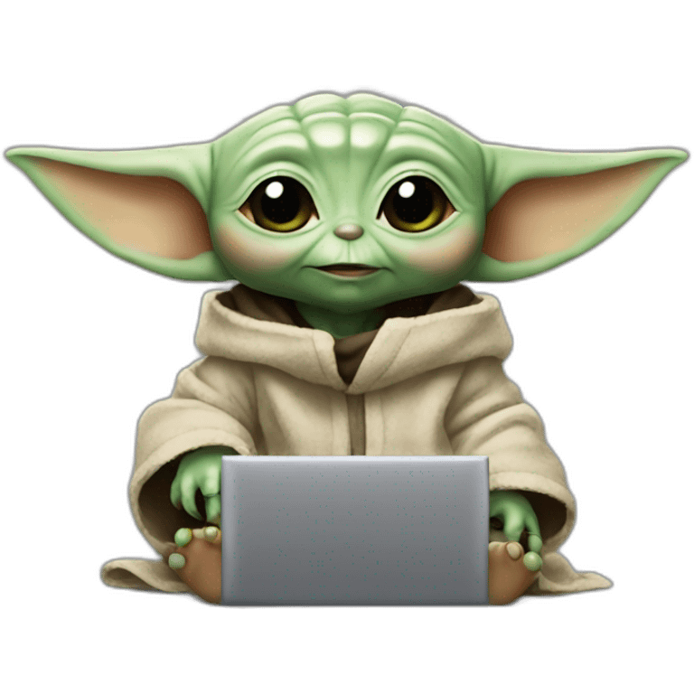 baby yoda with computer emoji