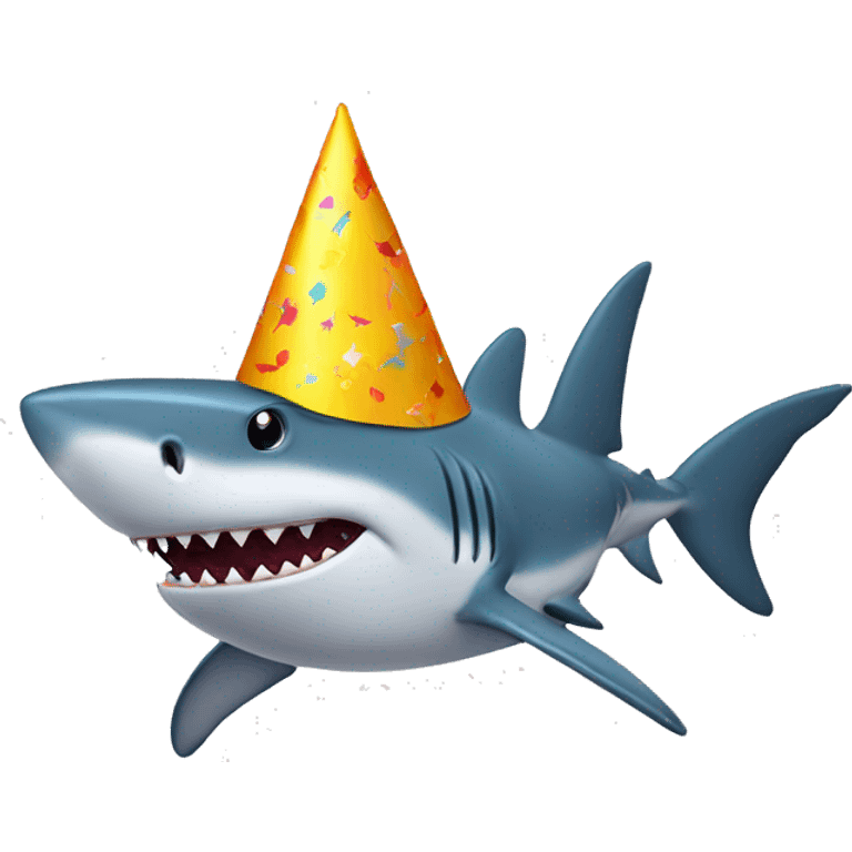 shark w birthday hat emoji