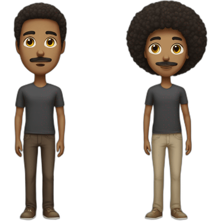 brunette short afro with mustache skinny tall guy emoji