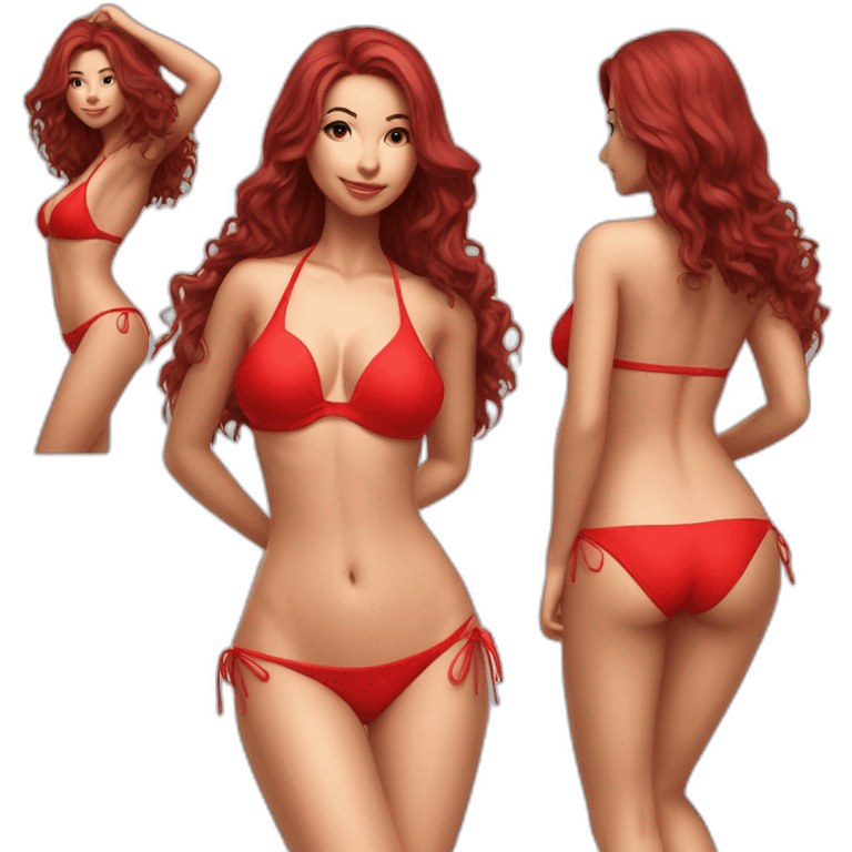 Sexy pose soft woman red bikini (beach body) realism emoji