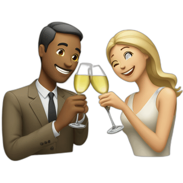 man and woman toasting with two white wine emoji