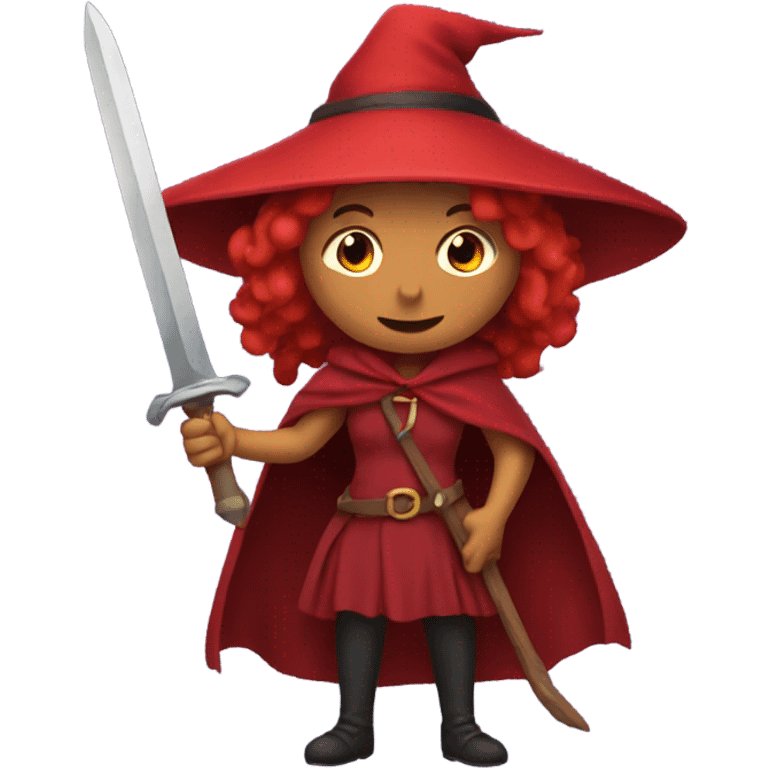 Red witch holding a sword emoji