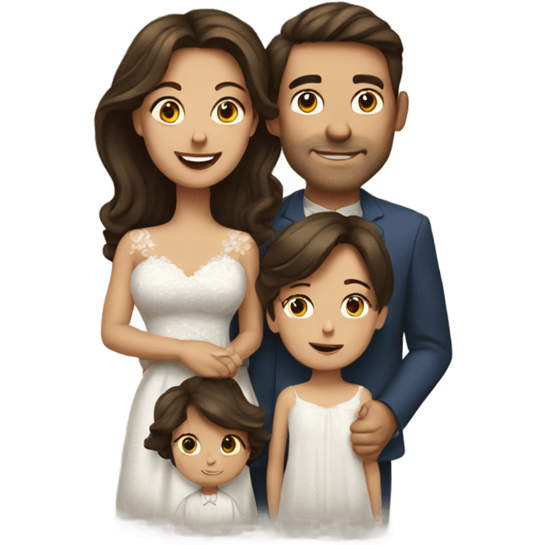 Attractive brunette Married couple and their two kids  emoji