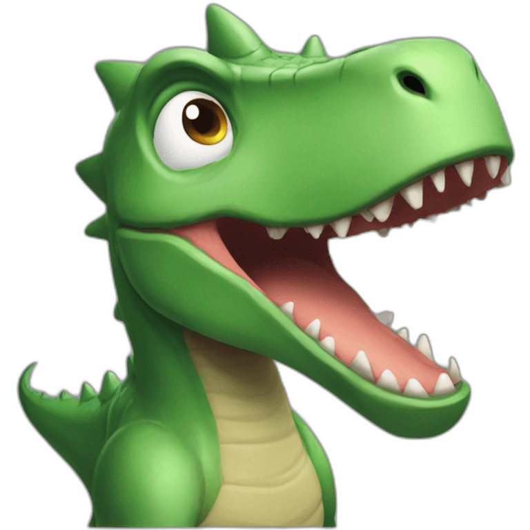 Dinosaur with a circular shaped head with big ears and rings on them kinda like sonic kissing beelzebub from helluva boss emoji