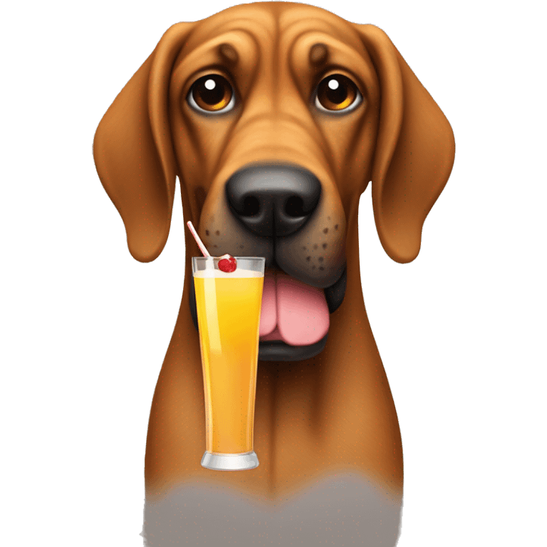 grinning bloodhound holding a cocktail emoji