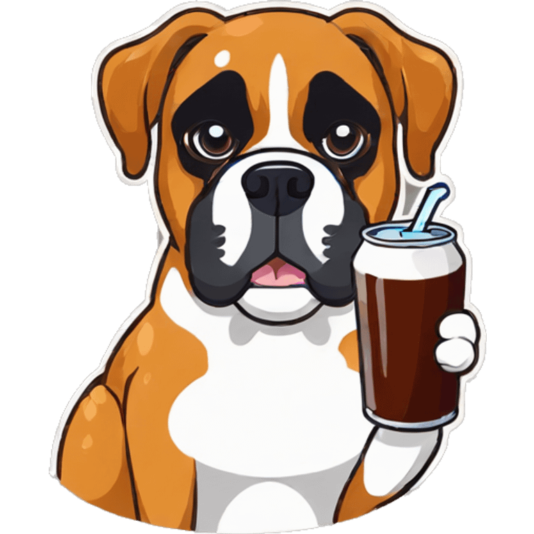 boxer dog holding a cola emoji