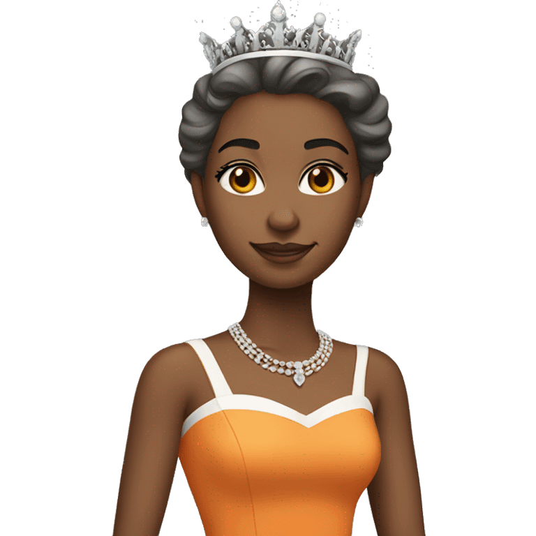 queen orange dress, white skin tone emoji