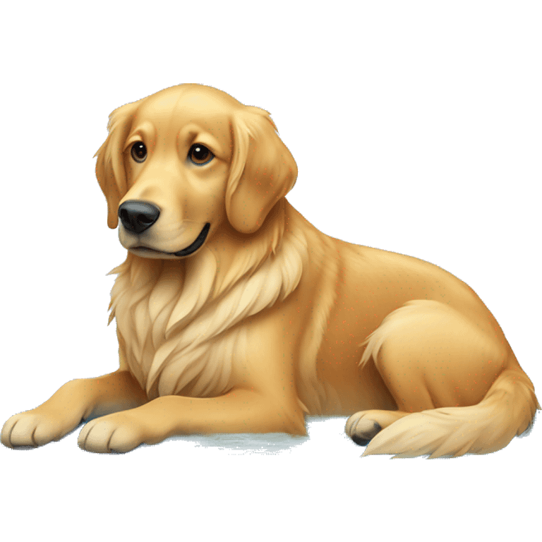 golden retriever with a pool floaty on emoji