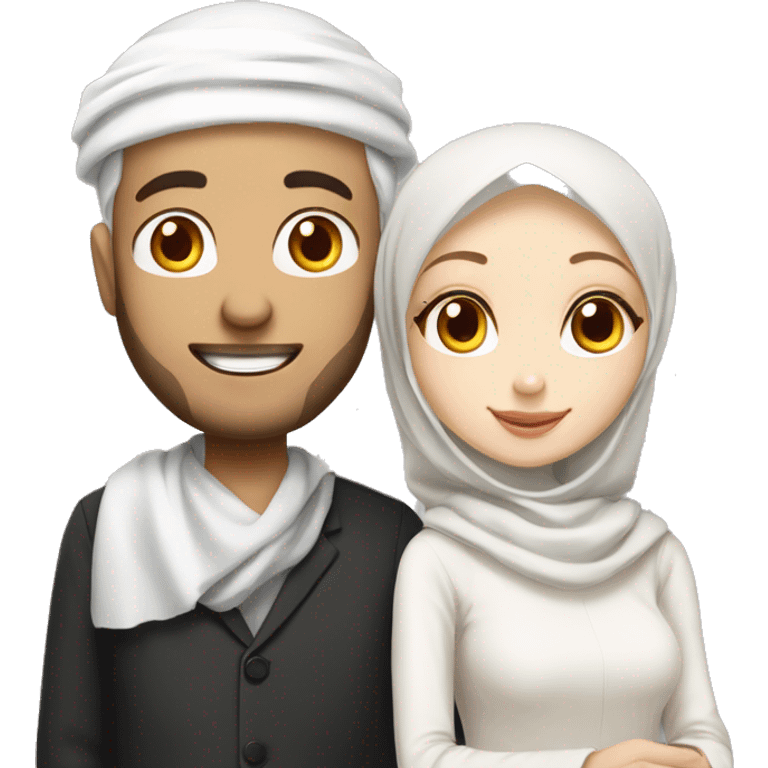 Girl with white hijab and islamische man with white Skin Married  emoji