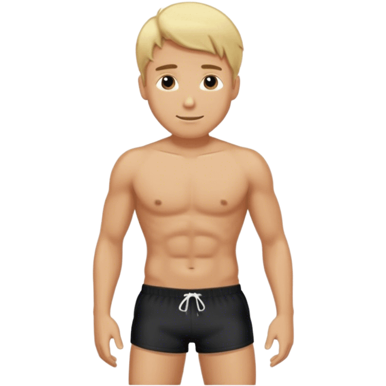 hot blond Man in black  swimming shorts  emoji