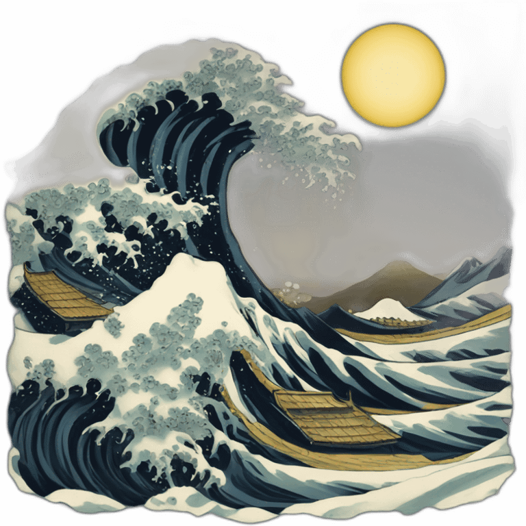 Hokusai in the style of Salvador Dali emoji