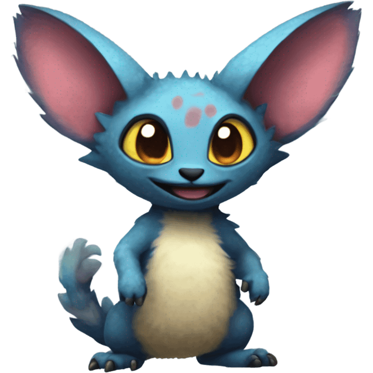 Colorful cute furry anthropomorphic painted Fakémon-Pokémon-Trico-Vernid-creature emoji