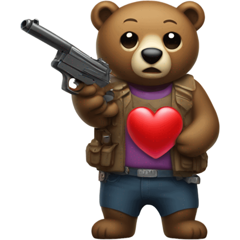 bear shooting hearts from gun emoji