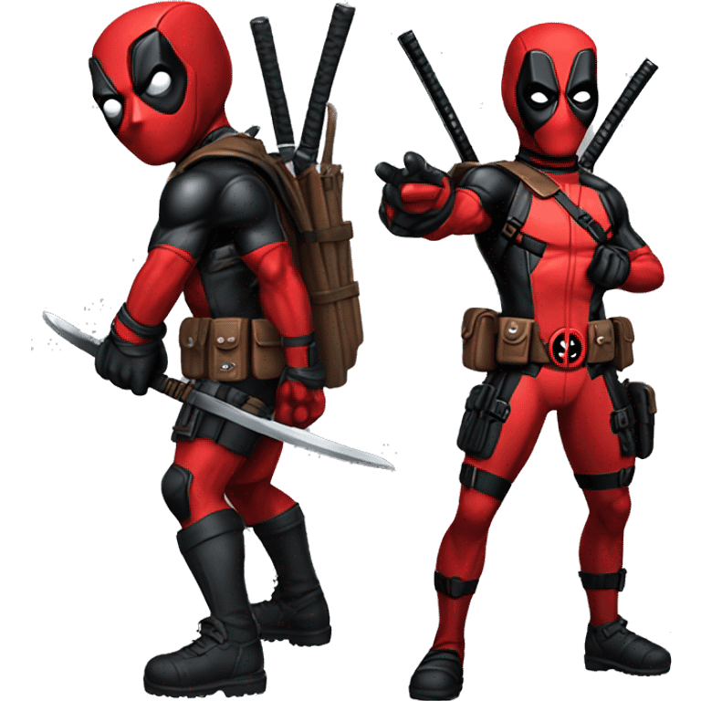 Make Deadpool with the same characteristics and details just change the red colors to black and leave only the red eye emoji