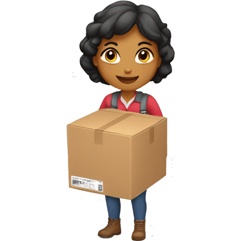 delivery woman cardboard box emoji