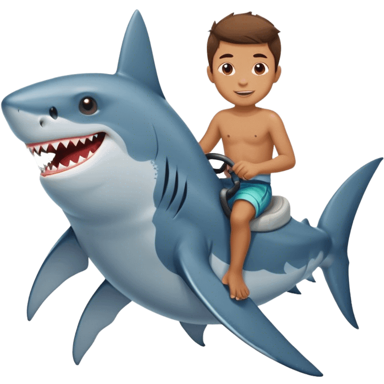 Boy riding a shark emoji