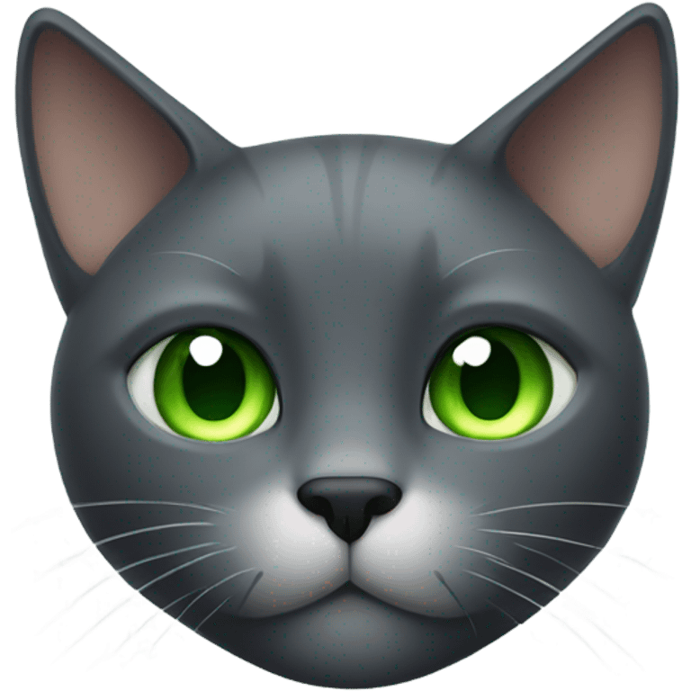 dark grey cat with green eyes and white triangle in the center of the muzzle emoji