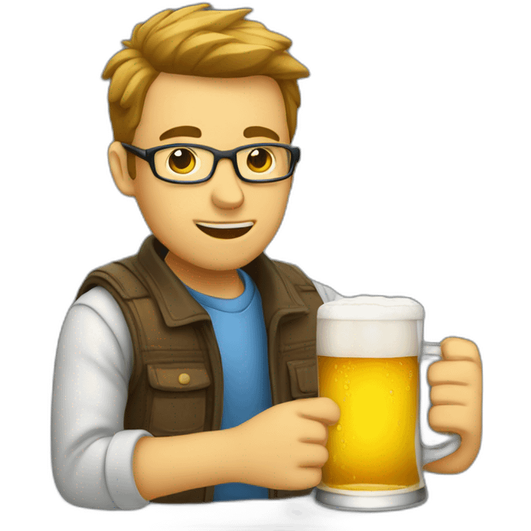 A programmer is drinking beer. emoji