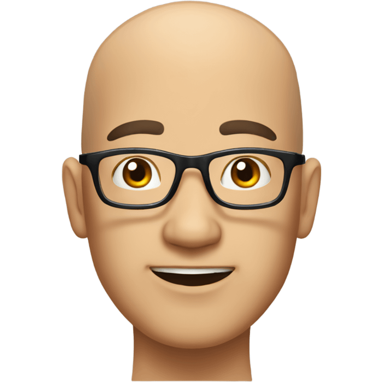  a 35-year old, male, bald Asian man, wearing glasses, inquisitive, satisfied,  emoji