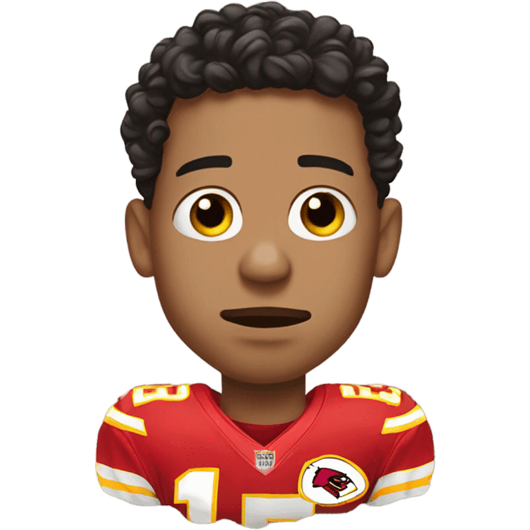 Patrick Mahomes crying into his hands emoji