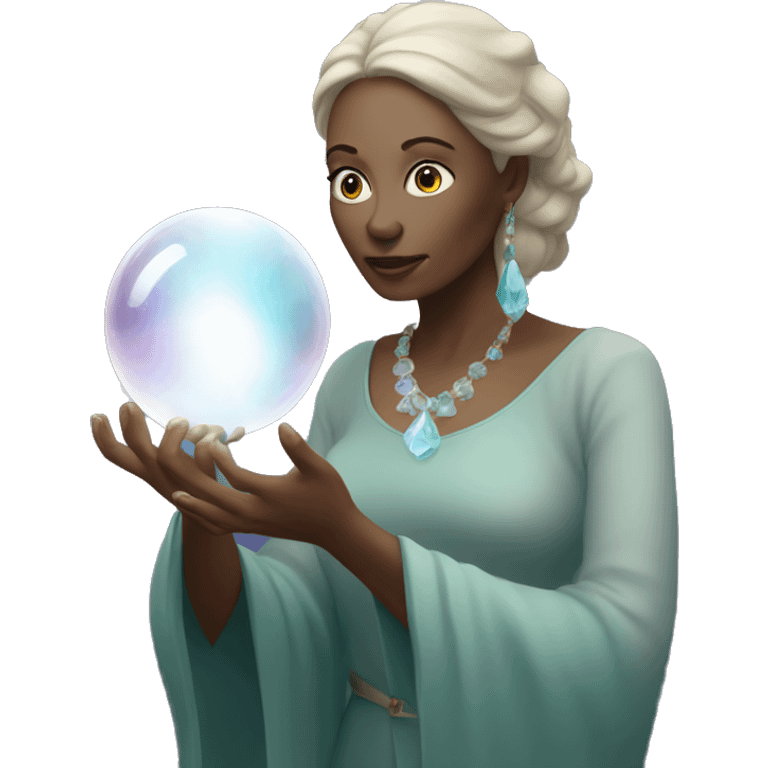 Woman psychic with crystal ball in hands emoji