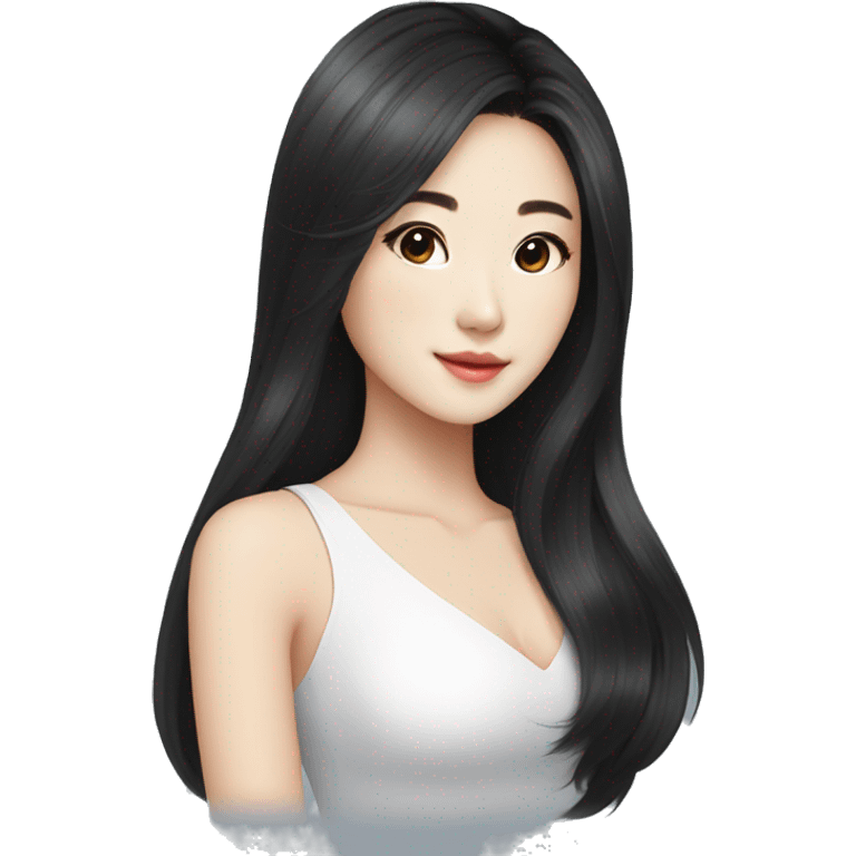 beautician, pretty korean girl with black long hair emoji