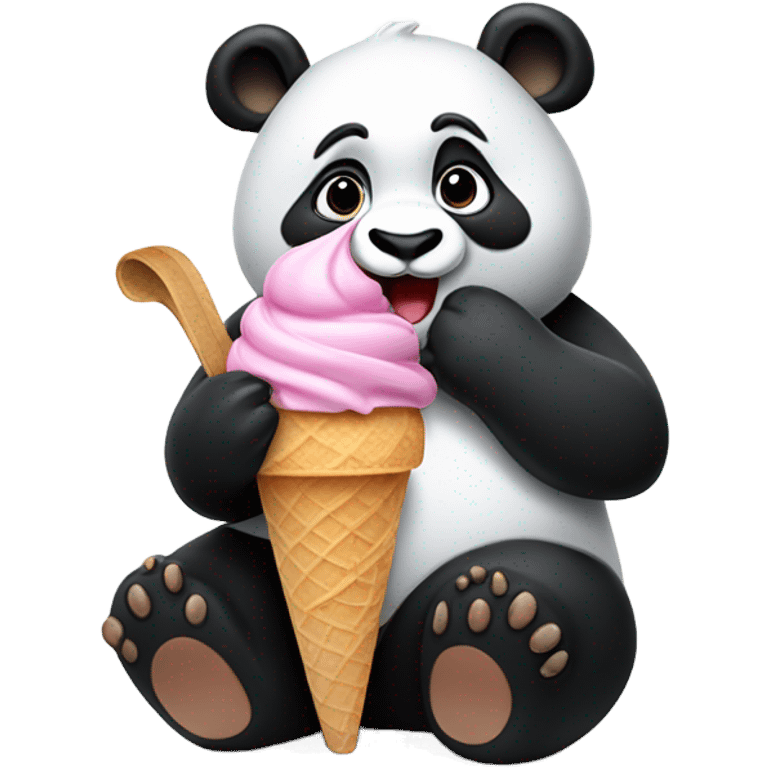 Panda eating ice cream emoji