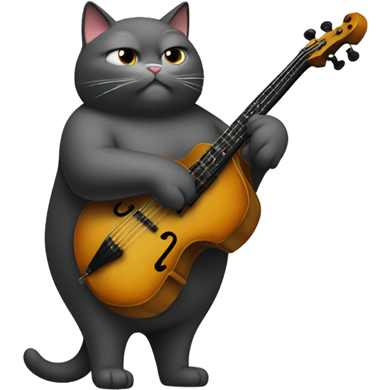 Obese cat playing stand up bass emoji