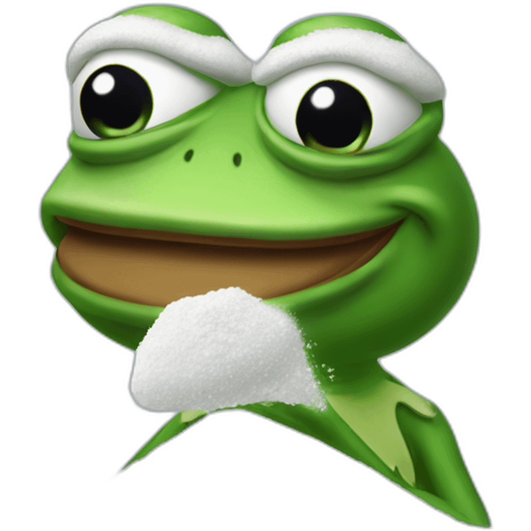 Pepe the frog sniffing powdered sugar emoji