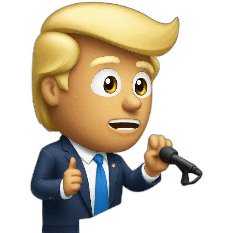 Donald Trump en train de faire un discours devant un pupitre emoji