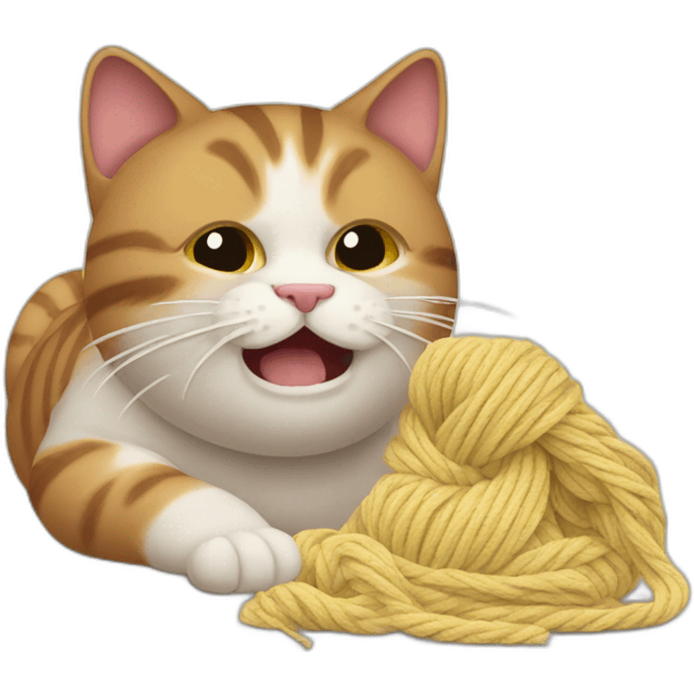 Cat vomiting and playing with yarn emoji