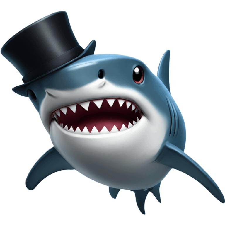 Shark with a top hat emoji