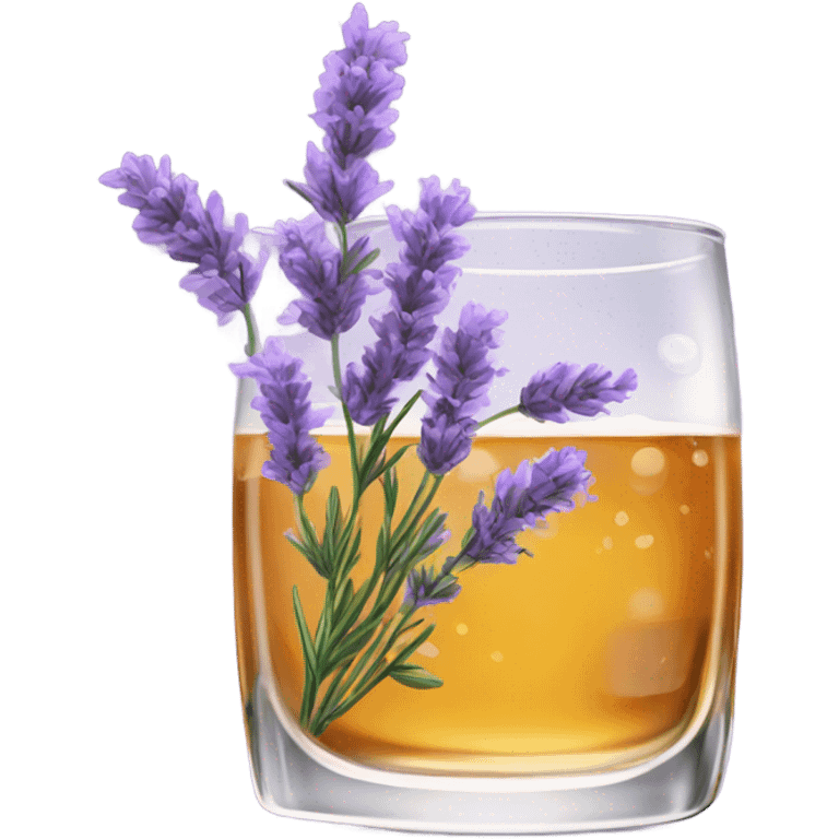 Lavender and gin in whiskey glass with sparkles emoji