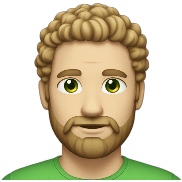 white man with green eyes and curly hear and barbe emoji