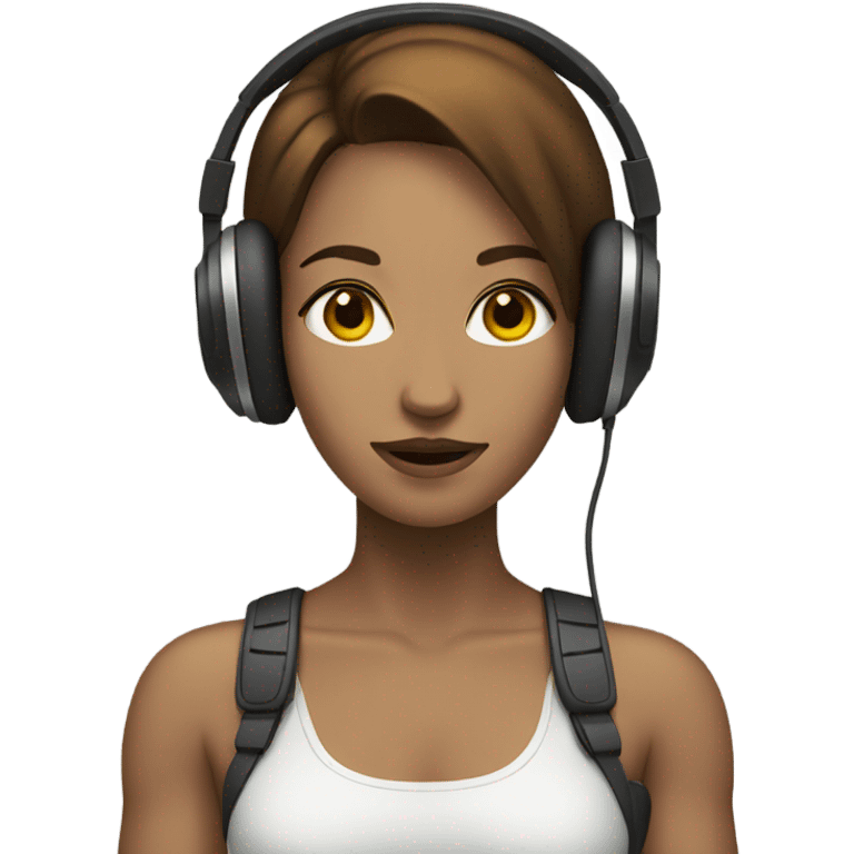 Pale muscular women with headphones and brown hair  emoji