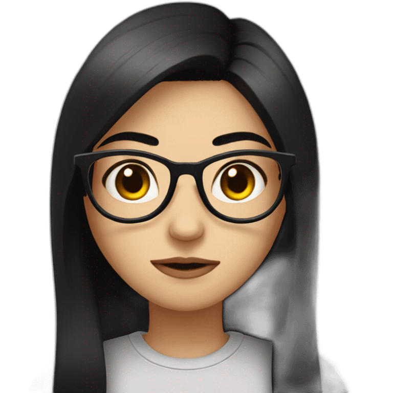 girl-glasses-anger-black straight hair-wirte skins-dark eyes-smal eyes emoji