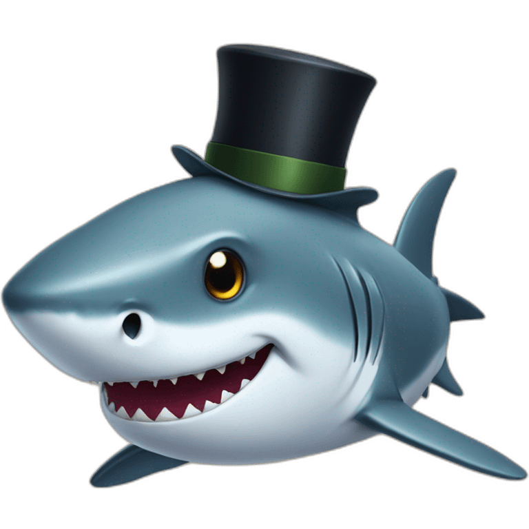 Shark with a top hat emoji