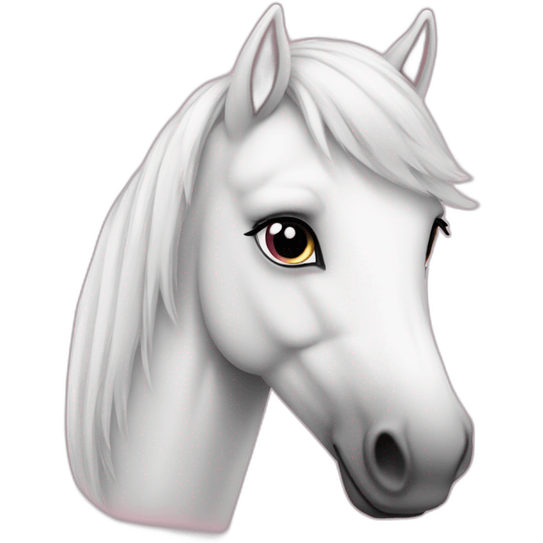 Poney blanc avec le bout du museau rose emoji