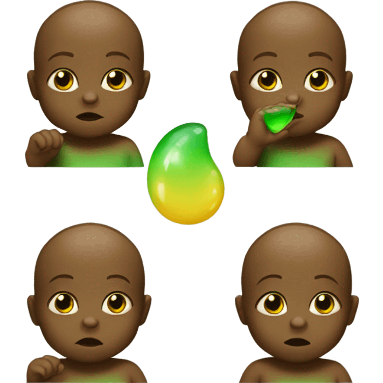 Big baby picking nose with green brown and yellow aura emoji