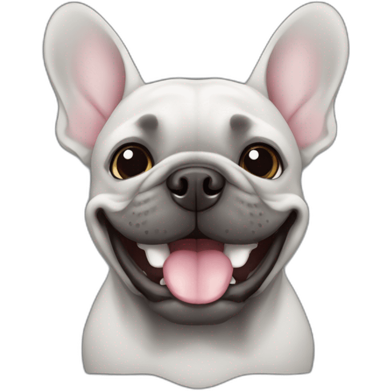 Dark Grey French bulldog smiling face emoji