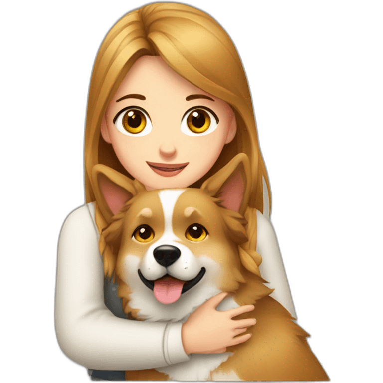 Girl hug Dog russian Siberian laika emoji