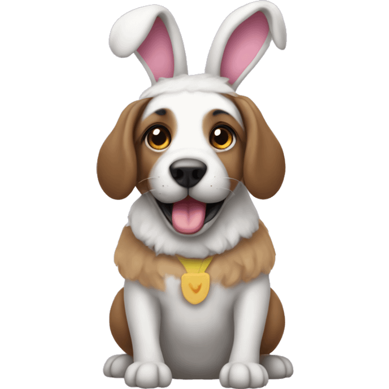 Easter bunny wearing a dog costume emoji